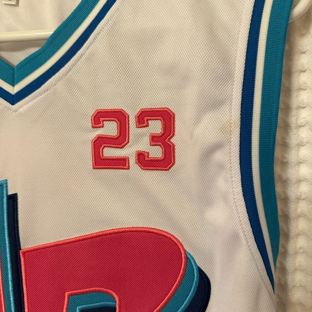 White and Pink Basketball Jersey - Picture 4 of 5